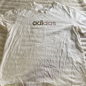 Adidas White T-Shirt with Brown Logo